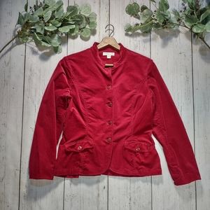 Coldwater Creek Pinwale Corduroy Military Style Jacket